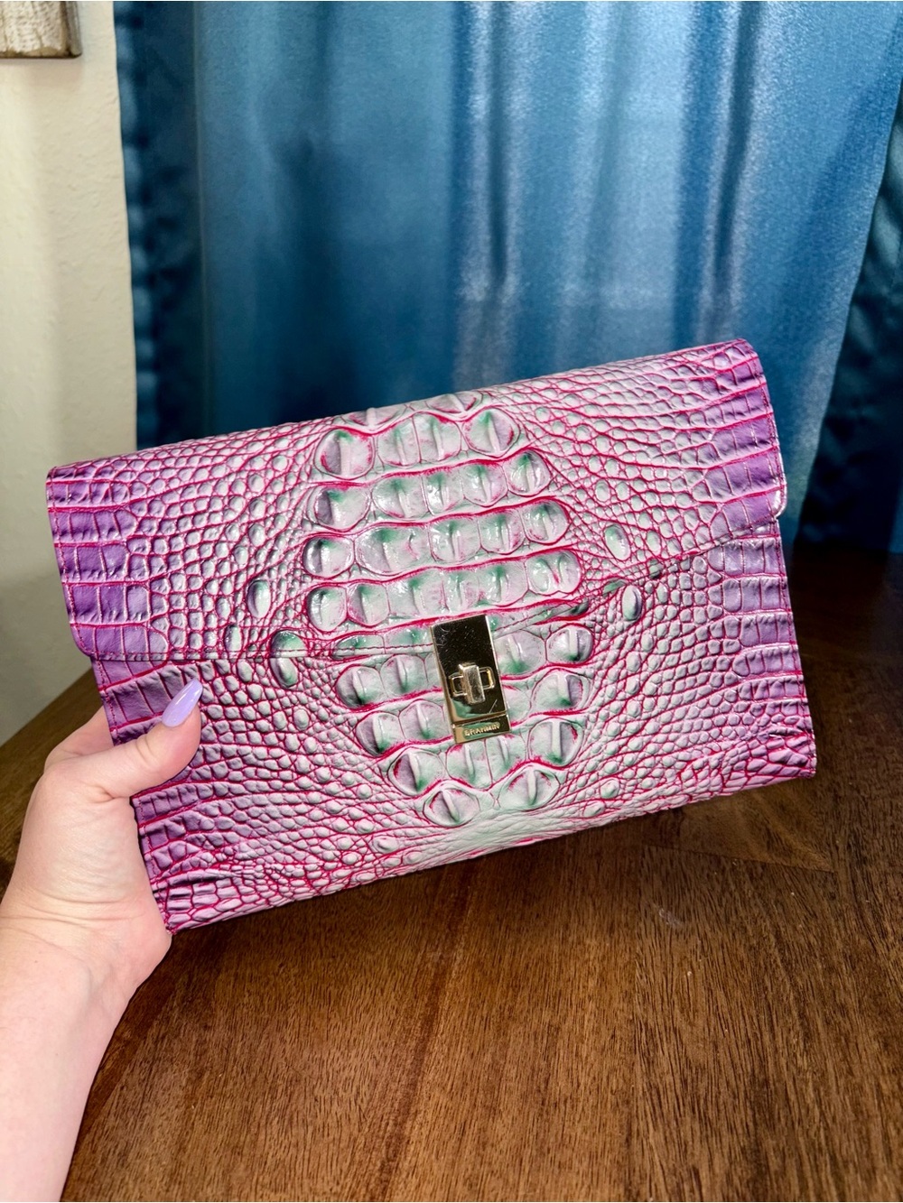 Brahmin GUC Ruth - Julep - Mint, Purple, Pink - Wristlet/Clutch - RARE